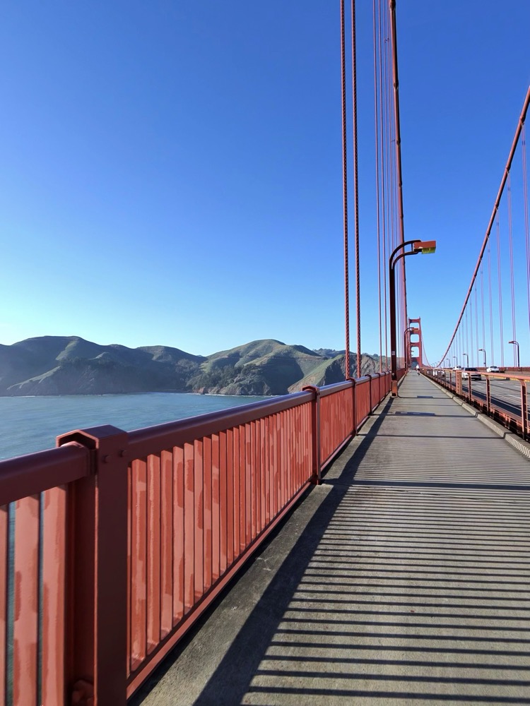 The left side of the Golden Gate Bridge